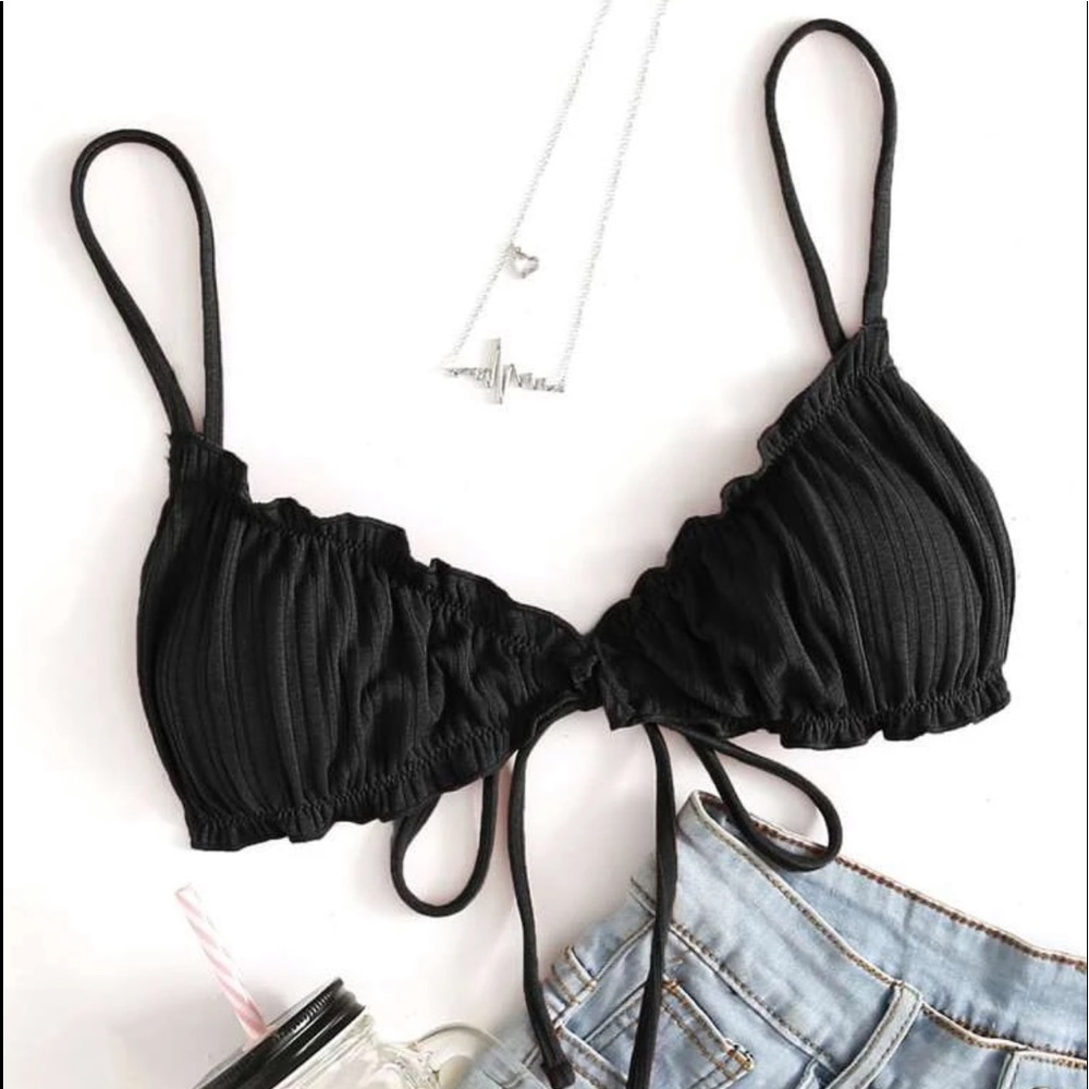 Black tie bikini top